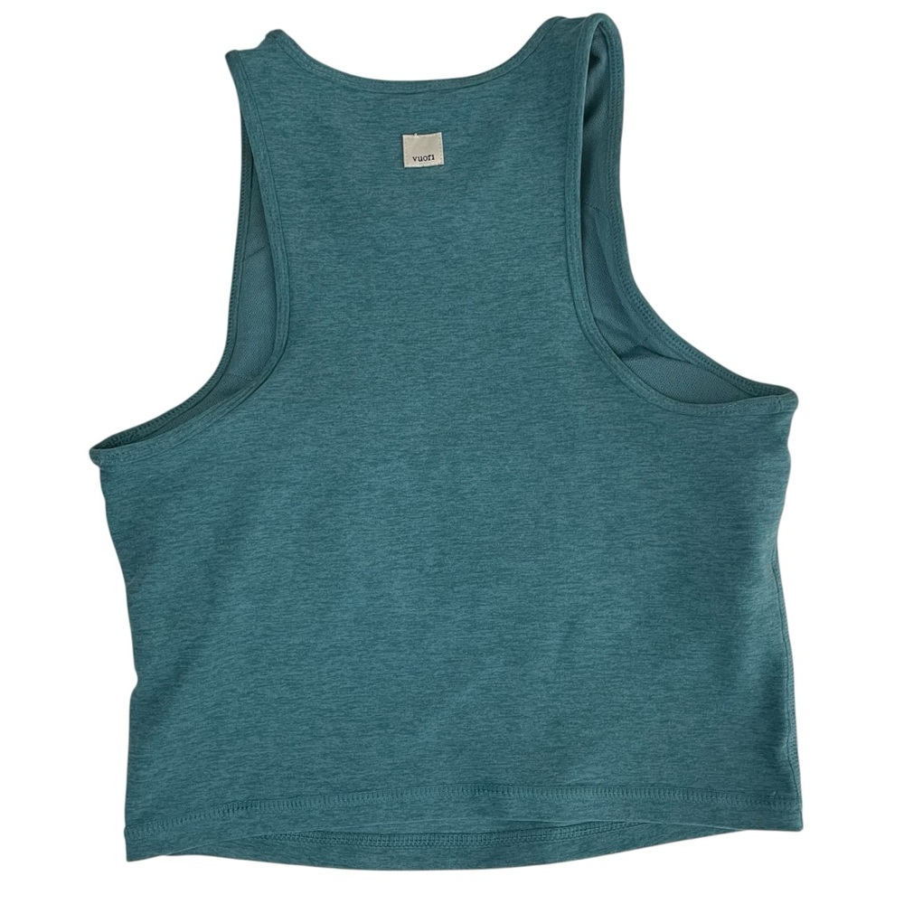 Vuori Elevation Pylo High Neck Crop Tank Teal - Picture 11 of 13